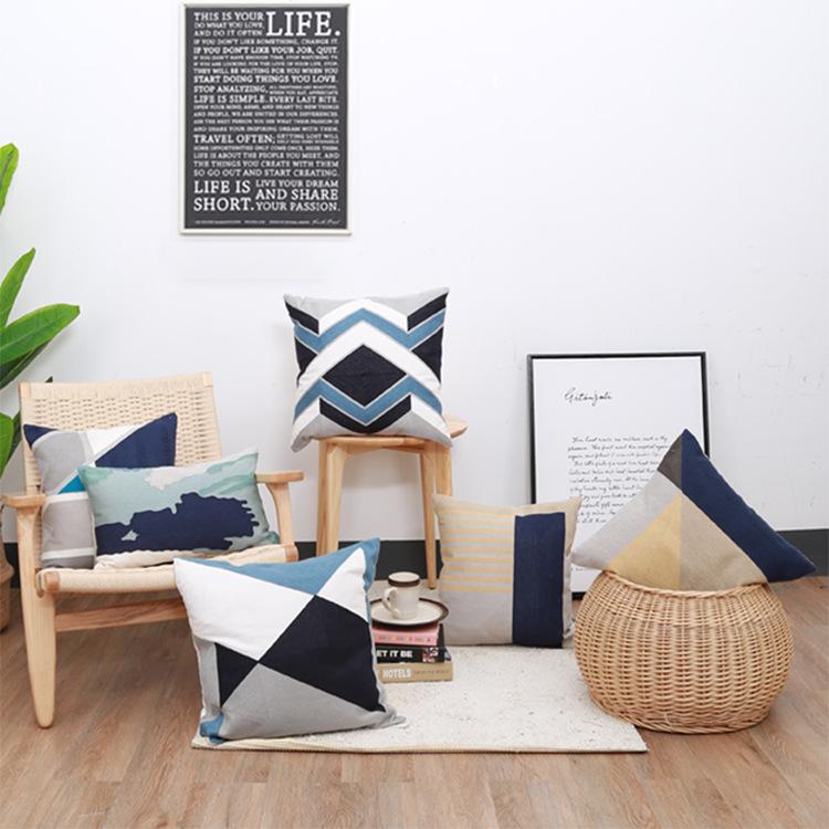 Blue simple geometric towel embroidered pillow blue sofa cushion cover cotton embroidered pillow cover, E 45x45cm
Blue simple geometric towel embroidered pillow blue sofa cushion cover cotton embroidered pillow cover, E 45x45cm