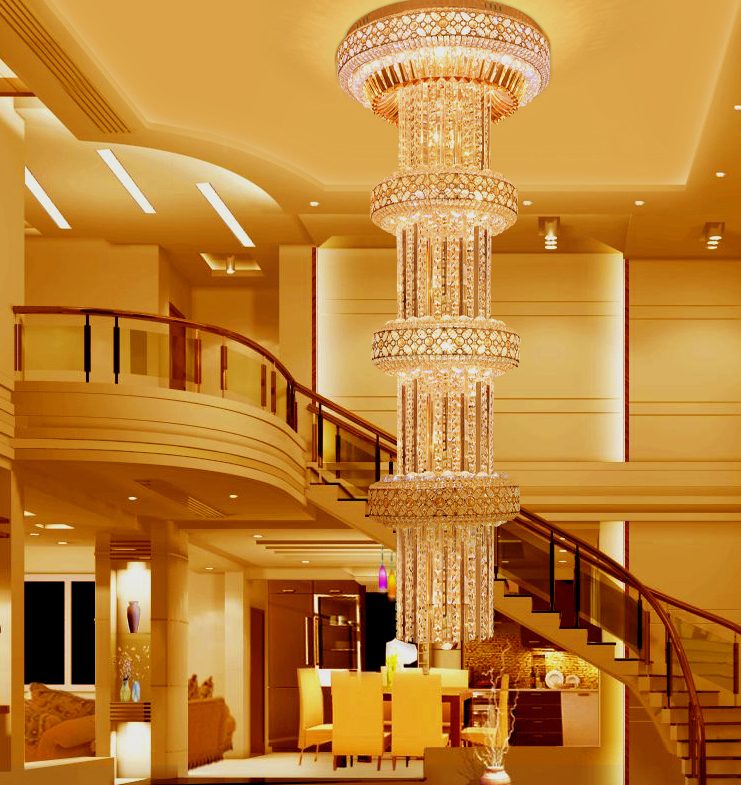 LED Modern Golden Crystal Chandeliers Lights Fixture American Spiral Staircase Long Chandelier Hall Light Height 200cm/300cm/400cm/500cm от DHgate WW