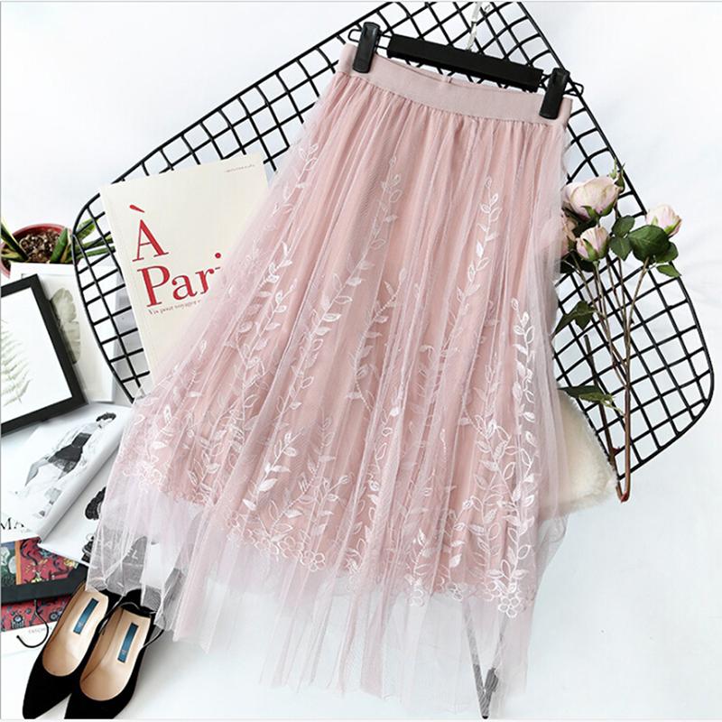 Hot Sale Womens Mesh Skirts Fashion Long Pleated Embroidery Skirt Female Elastic High Waist Skirts Sweet, Gray
Hot Sale Womens Mesh Skirts Fashion Long Pleated Embroidery Skirt Female Elastic High Waist Skirts Sweet, Gray