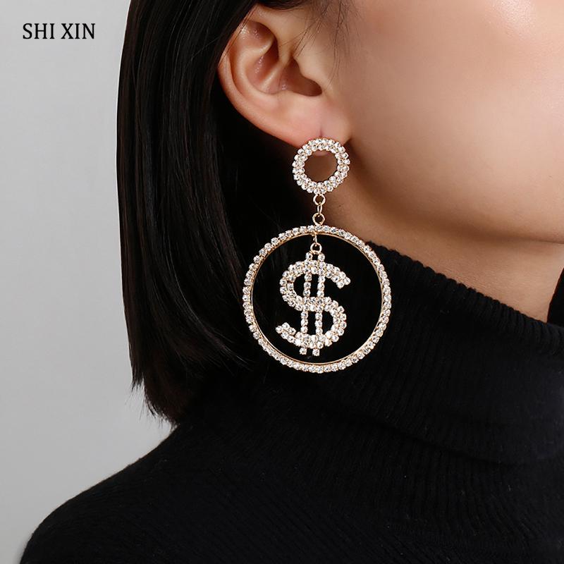 SHIXIN Big US Dollar Money Sign Pendant Full Rhinestone Earrings For Women Shiny Crystal Drop Earrings Statement Earing Fashion
SHIXIN Big US Dollar Money Sign Pendant Full Rhinestone Earrings For Women Shiny Crystal Drop Earrings Statement Earing Fashion