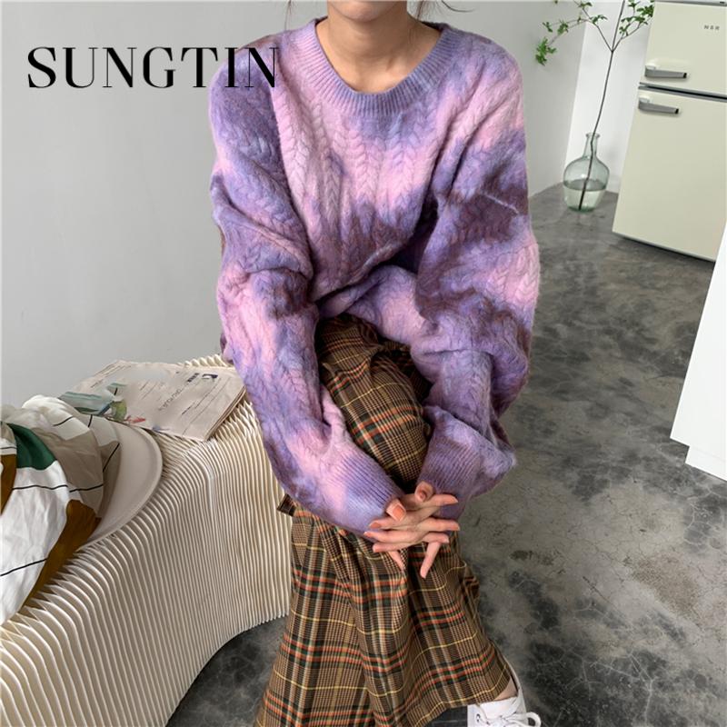 Sungtin Hot Tie Dye Oversized Sweaters Women Casual Twist Knitted Pullover Female High Quality Loose Purple Jumper Autumn Winter, Blue
Sungtin Hot Tie Dye Oversized Sweaters Women Casual Twist Knitted Pullover Female High Quality Loose Purple Jumper Autumn Winter, Blue