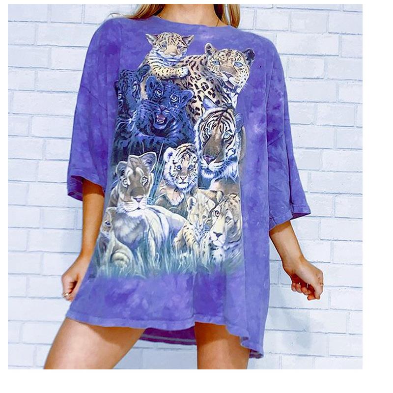 European American graffiti tiger print short sleeve T-shirt loose fashion street women shirts tees casual loose tops clothes plus size, Purple
European American graffiti tiger print short sleeve T-shirt loose fashion street women shirts tees casual loose tops clothes plus size, Purple