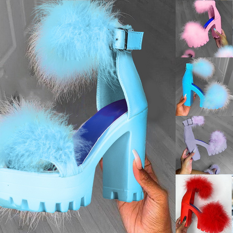 Summer Women fluffy Open Toe Ankle Strap Platform Heels Chunky Block High Heel Sandals Sexy Party Wedding Shoes Special, Black
Summer Women fluffy Open Toe Ankle Strap Platform Heels Chunky Block High Heel Sandals Sexy Party Wedding Shoes Special, Black