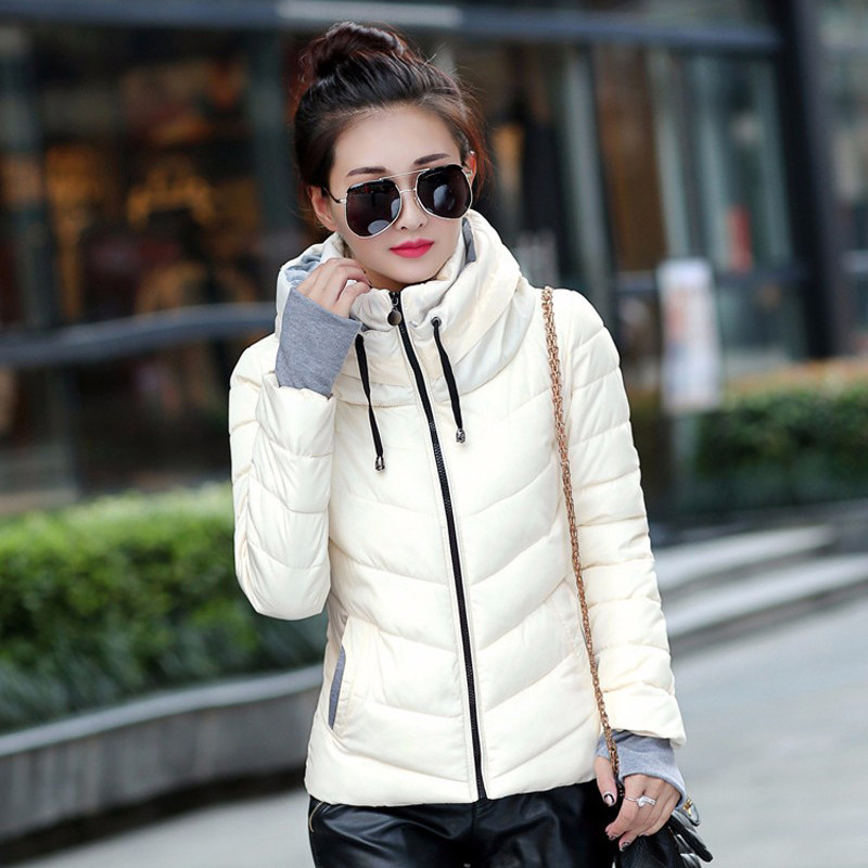 Causal Ladies Solid Padded Jacket Short Autumn Winter Wadded Jacket Women Hooded Coats Female Parkas With Gloves Overcoat Y201006