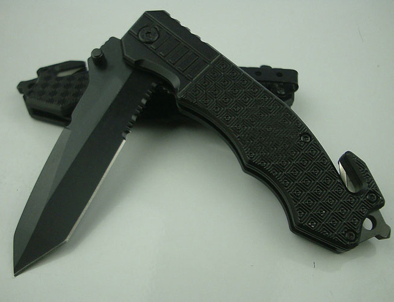 Top Quality 229 survival Folding 7Cr17 58HRC Black blade Outdoor hunting knife knives with Retail Paper box