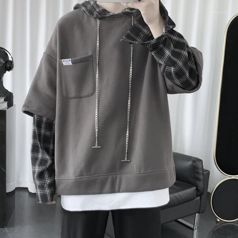 Men's sweatshirt 2020 Autumn new slim solid color plaid Mosaic fake two hooded sweatshirts loose casual youth men's wear1, Light gray
Men's sweatshirt 2020 Autumn new slim solid color plaid Mosaic fake two hooded sweatshirts loose casual youth men's wear1, Light gray