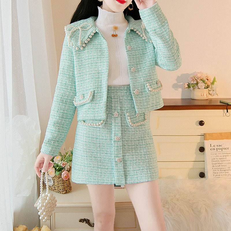 Spring Fashionable Female Single-breasted Short Jacket + Thin Skirt Feminine Suit Tweed Set of Two R669 Pieces Vqfz, Pink.
Spring Fashionable Female Single-breasted Short Jacket + Thin Skirt Feminine Suit Tweed Set of Two R669 Pieces Vqfz, Pink.
