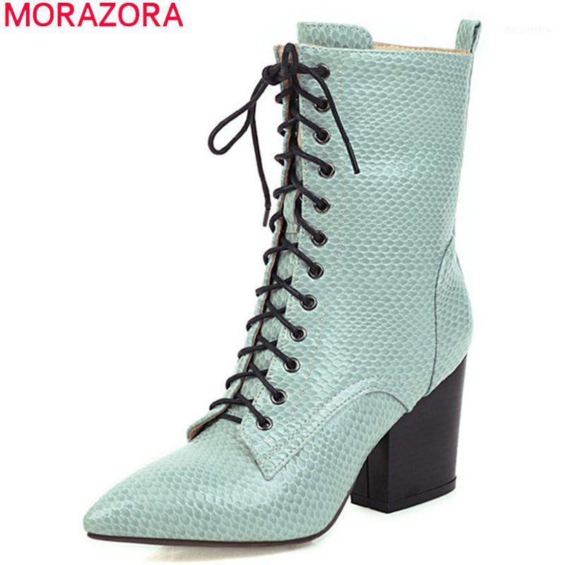 MORAZORA 2020 large size 34-43 winter women boots fashion lace up high heels boots women thick heels solid color ankle1, Blue
MORAZORA 2020 large size 34-43 winter women boots fashion lace up high heels boots women thick heels solid color ankle1, Blue