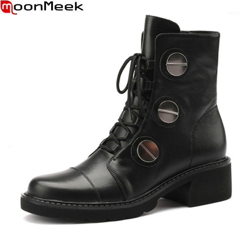 MoonMeek 2020 New hot sale women boots genuine leather comfortable ladies shoes fashion lace up black color ankle boots1, Black cowhide
MoonMeek 2020 New hot sale women boots genuine leather comfortable ladies shoes fashion lace up black color ankle boots1, Black cowhide