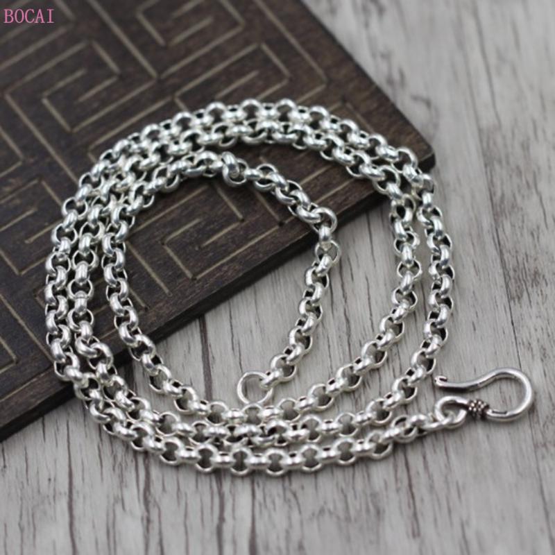 Chains BOCAI S925 Pure Silver Necklace Thai Retro Men's And Women's Long Sweater Chain O-shaped Buddha Brand For Women
Chains BOCAI S925 Pure Silver Necklace Thai Retro Men's And Women's Long Sweater Chain O-shaped Buddha Brand For Women