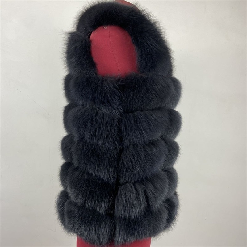 real Fox Fur Vest short jacket height woman winter warm Natural sleeveless 201103
