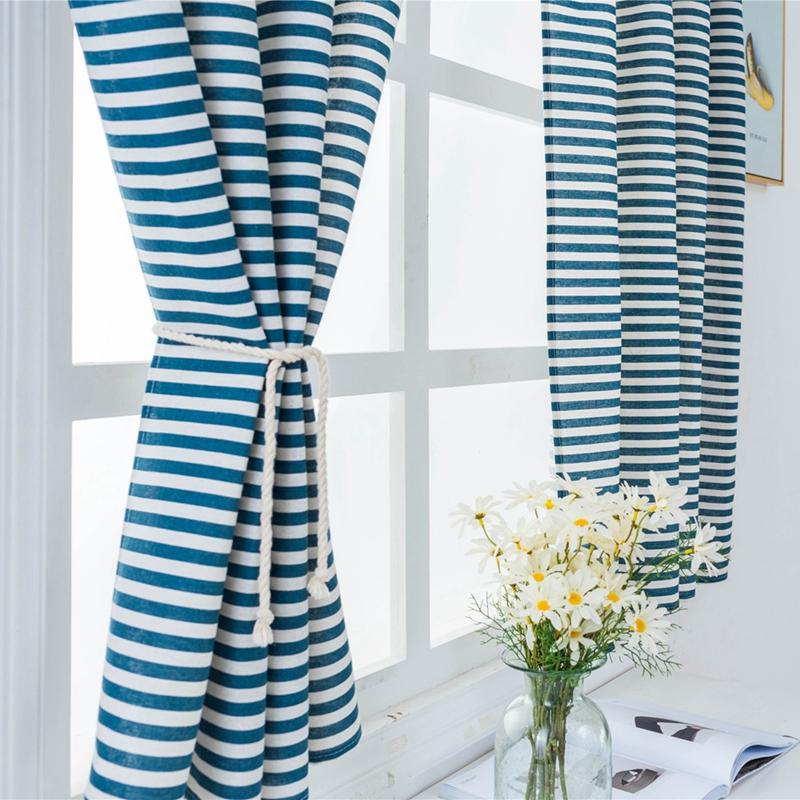 Half Blackout Simple Curtain White & Blue Stripes Curtains Short Blinds Rod Pocket For Small Window In The Bedroom, 1 Panel
Half Blackout Simple Curtain White & Blue Stripes Curtains Short Blinds Rod Pocket For Small Window In The Bedroom, 1 Panel