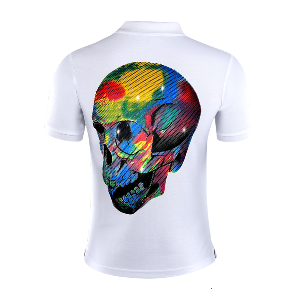 Men Punk Casual Rhinestone Colorful Skull Male Polo Shirt Short Sleeve High Quality Pure Cotton T7yc, Black
Men Punk Casual Rhinestone Colorful Skull Male Polo Shirt Short Sleeve High Quality Pure Cotton T7yc, Black