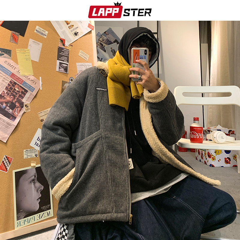 LAPPSTER Winter Jacket Wool Men Men Colorful Korean Fashions Parka Male Warm Black Harajuku Vintage Coats Thick Clothing 201214
