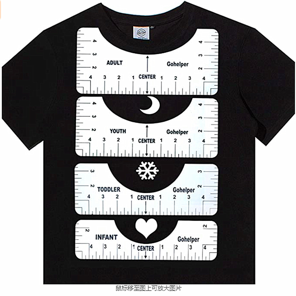 4Pcs/Set T-Shirt Alignment Ruler For Guiding T-Shirt Design Fashion Rulers With Size Chart For Adult Youth Toddler
4Pcs/Set T-Shirt Alignment Ruler For Guiding T-Shirt Design Fashion Rulers With Size Chart For Adult Youth Toddler