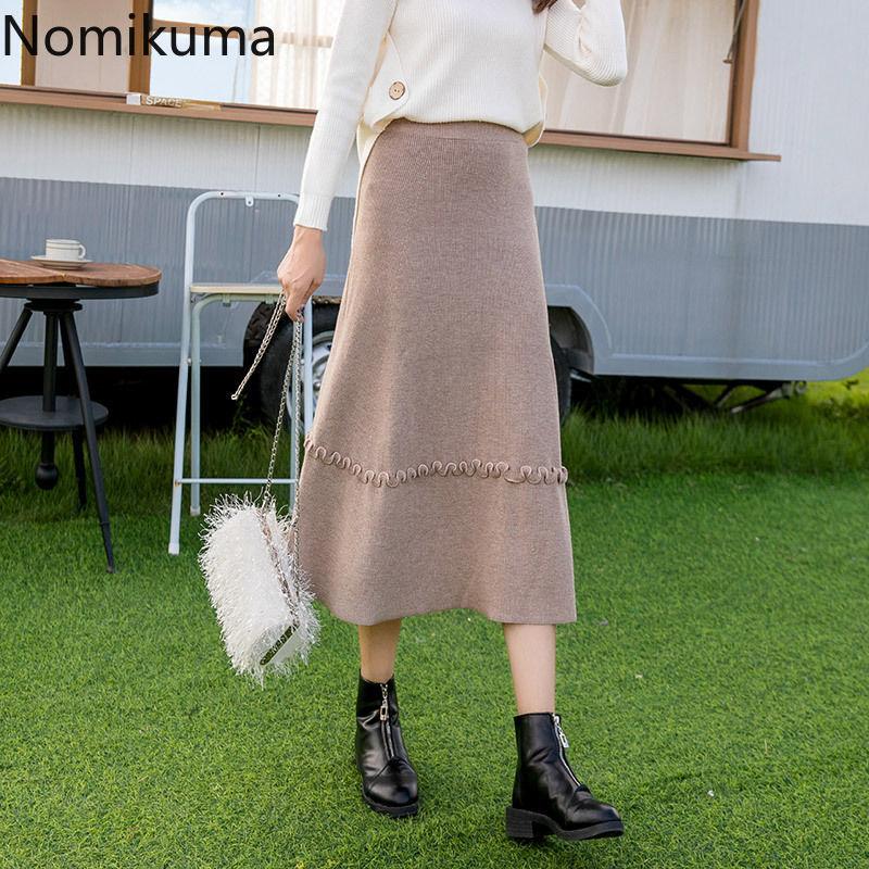 Nomikuma 2020 Autumn Winter Women Sweater Skirt Korean Ruffle Patch A-line Knitted Skirts Causal High Waist Mujer Faldas 6D253, Black
Nomikuma 2020 Autumn Winter Women Sweater Skirt Korean Ruffle Patch A-line Knitted Skirts Causal High Waist Mujer Faldas 6D253, Black