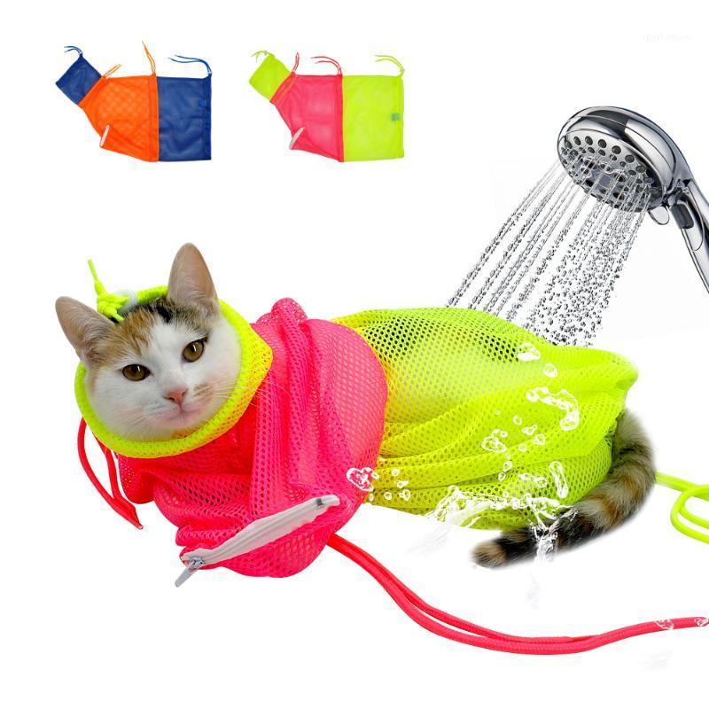 mesh bath bag adjustable pet wash for bathing, for cutting nails, scratch injections Cat carrier backpack1