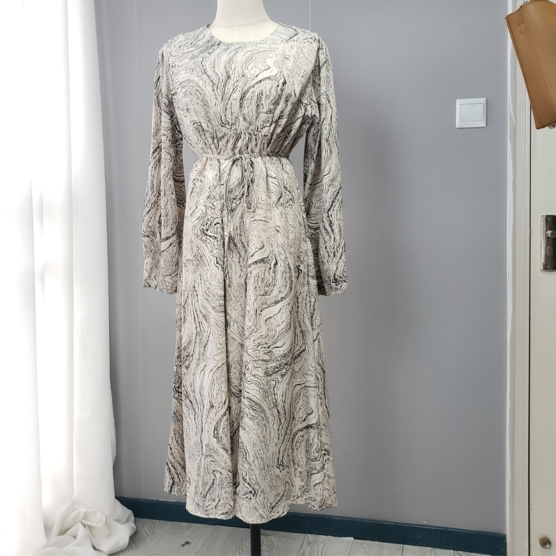 Paisley Printing Midi Dress 2020 Spring Long Sleeve Dress for Women Korean Fashion Clothes LJ201202