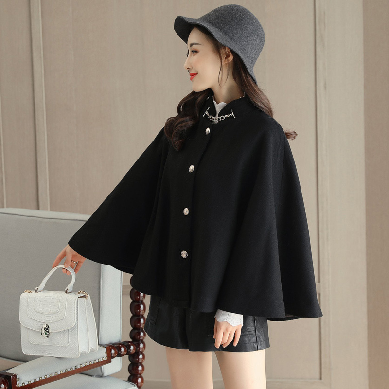 Novo inverno perfumado vento l capa casaco xale feminino britnico curto pargrafo, Black 
Novo inverno perfumado vento l capa casaco xale feminino britnico curto pargrafo, Black