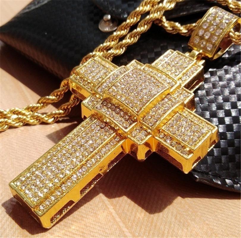 Hip Hop Iced Out Big Cross Pendant Necklace For Men Gold Color Rhinestone Necklace Hiphop Christian Jewelry
Hip Hop Iced Out Big Cross Pendant Necklace For Men Gold Color Rhinestone Necklace Hiphop Christian Jewelry