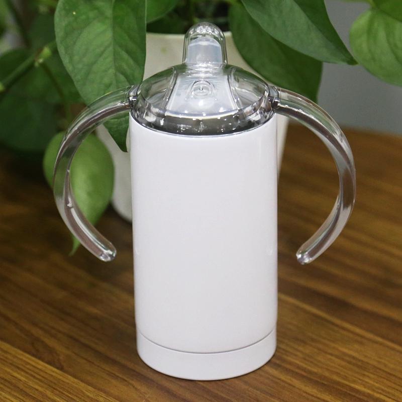 12oz 350ml Sublimation Straight Sippy tumbler In Bulk Double Handle Stainless Steel Kids Bottle Double-Walled Vacuum Heat-Insulated Mug for Toddler Ba