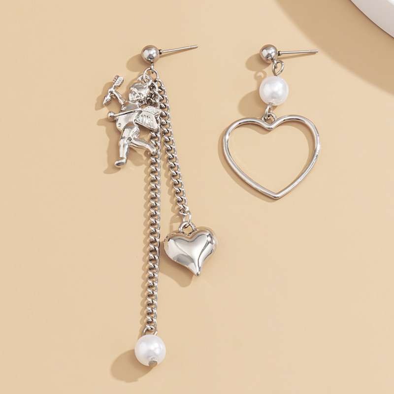 Silver Angle Heart Asymmetric Pendant Pearl Tassel Drop Earring Fashion Jewelry Exquisite Earrings
Silver Angle Heart Asymmetric Pendant Pearl Tassel Drop Earring Fashion Jewelry Exquisite Earrings