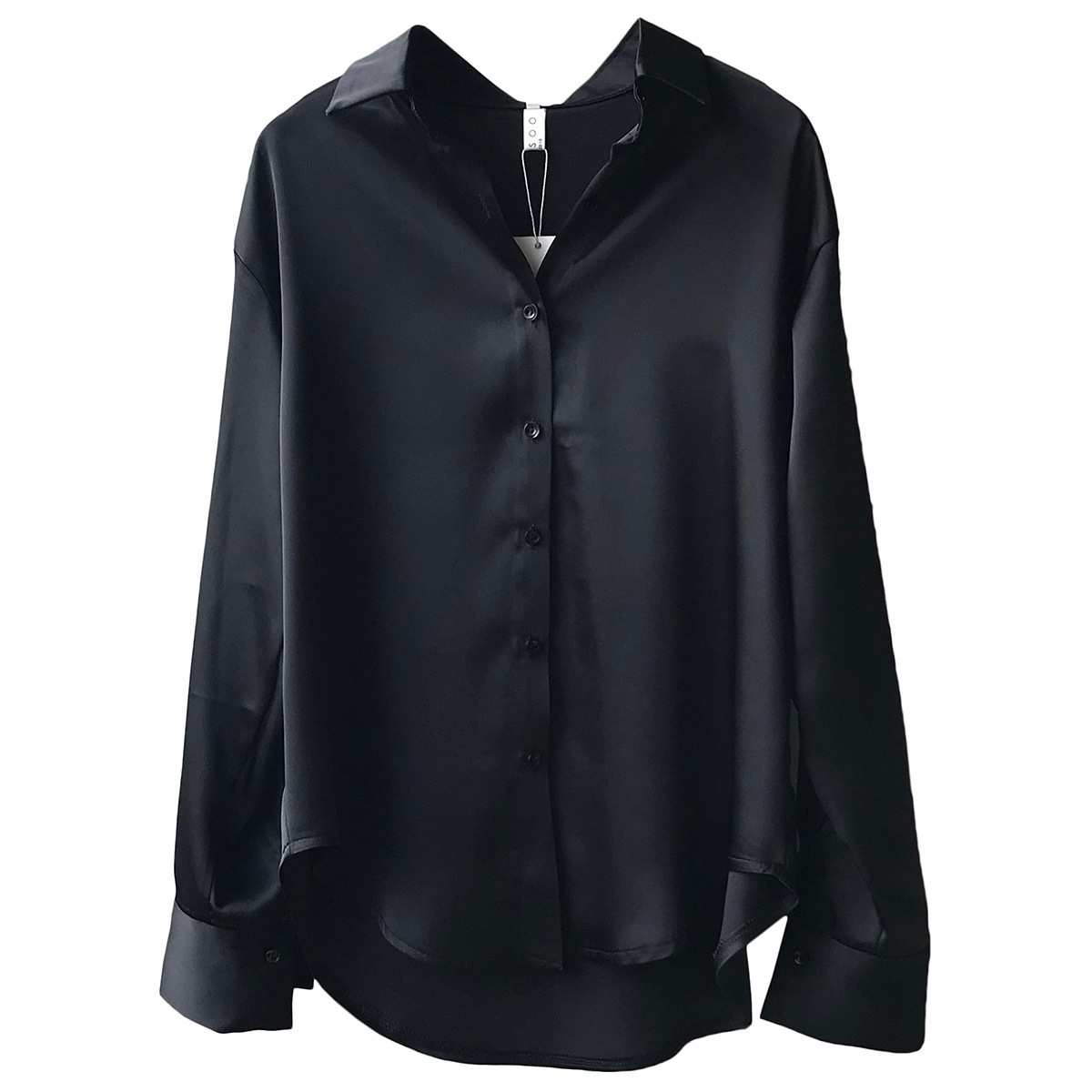 new chic casual loose poplin shirt female temperamen silk blouse shirt women elegant Korean solid color oversize top 201130