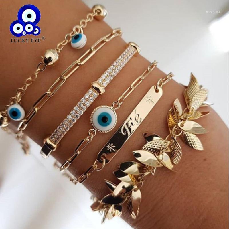 Lucky Eye Tree Leaf Turkish Evil Eye Charm Bracelet Set Gold Color Chain Bracelet Adjustable for Women Girls Boho Jewelry LE5061
Lucky Eye Tree Leaf Turkish Evil Eye Charm Bracelet Set Gold Color Chain Bracelet Adjustable for Women Girls Boho Jewelry LE5061