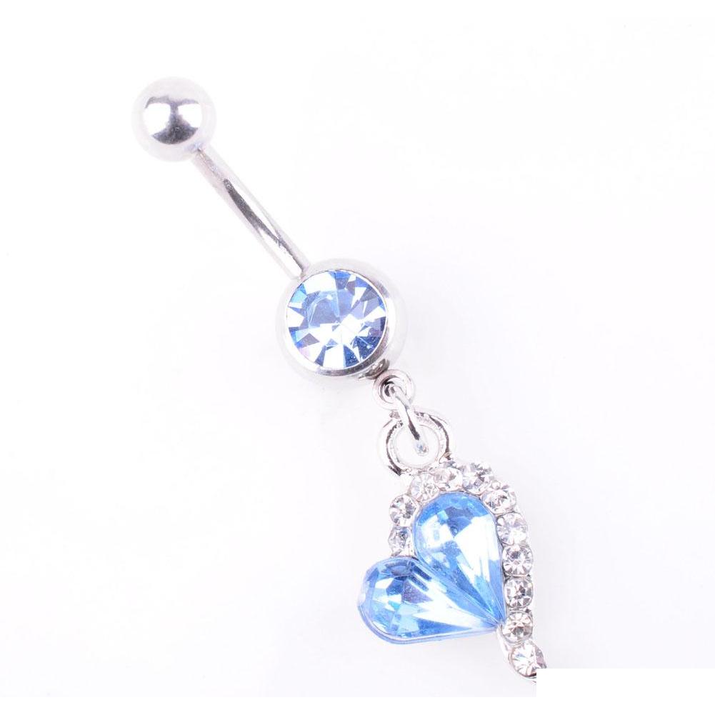 4 Colors Mix Color Heart Style Ring Belly Button Ring Navel Rings Body Piercing Jewelry Dangle Accessories Fashion Charm 7K1Gu