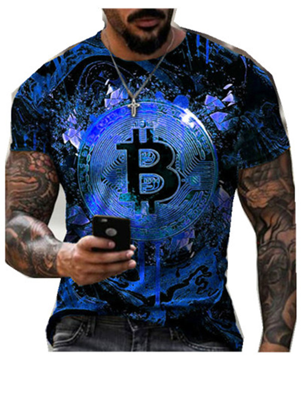 Coin pattern men's 3D T-shirts tee graphic optical illusion short sleeve party top street punk goth crew neck summer
