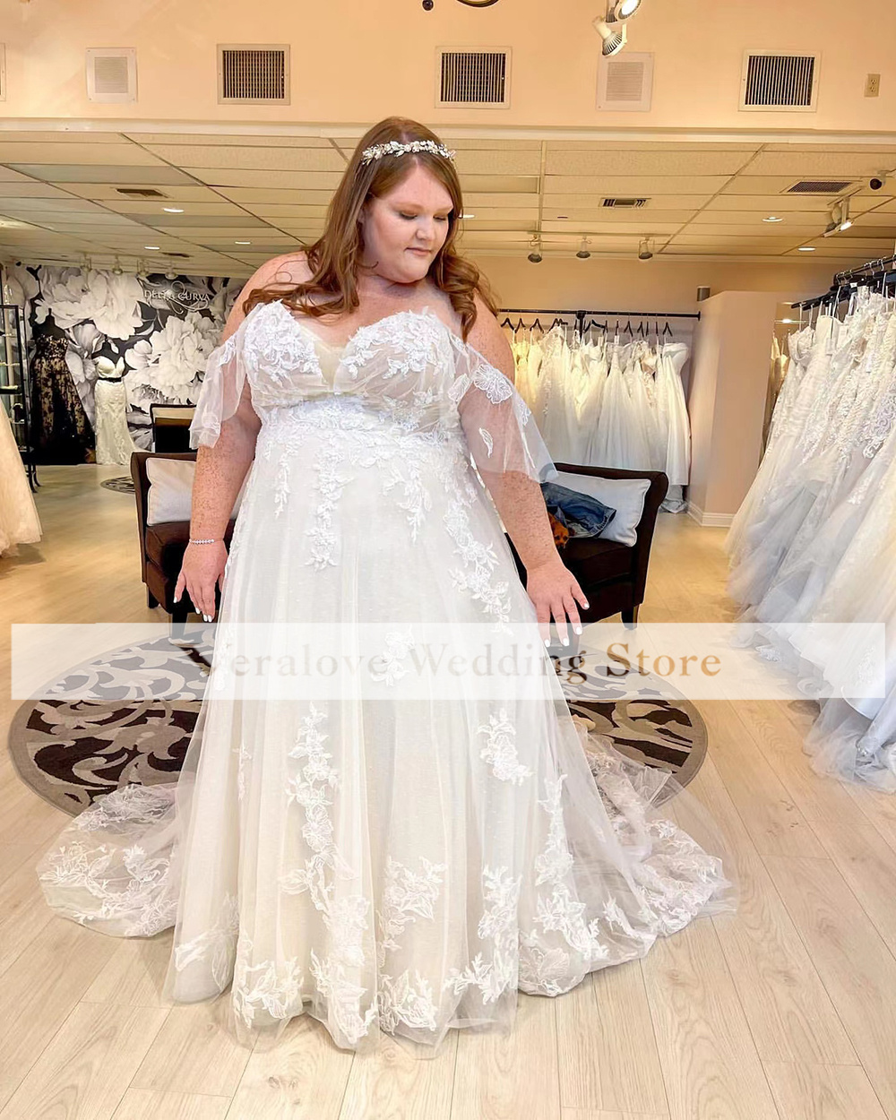 Gorgeous Robe De Mariée Plus Size A Line Wedding Dress With Lace Off Shoulder Bridal Party Gowns