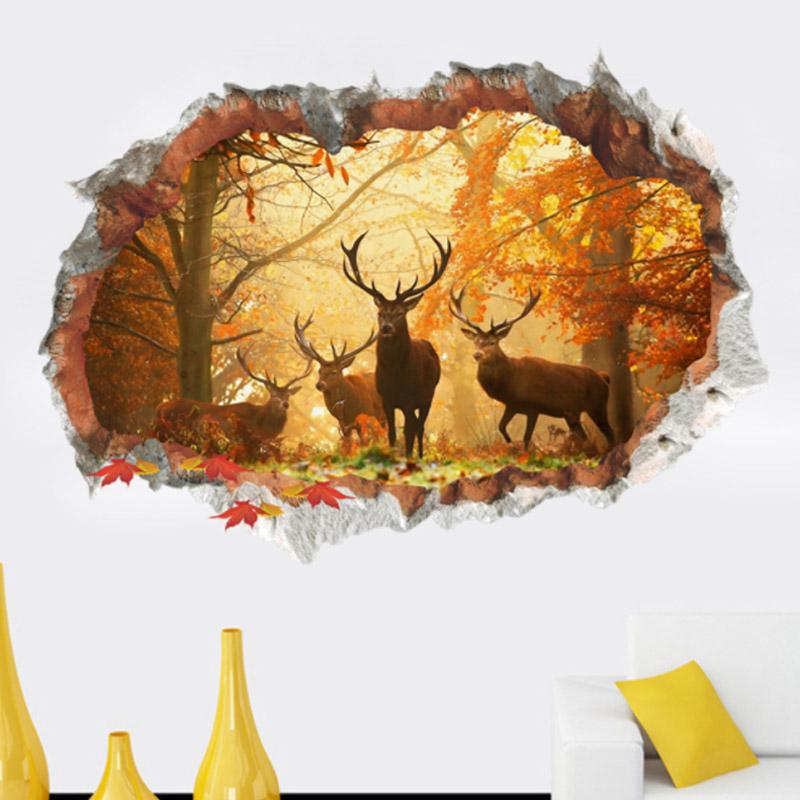 3D Broken Wall Bedroom Living room Adhesive Mural Family Wall Stickers Elk Bedside Dormitory Decoration Elk Forest
3D Broken Wall Bedroom Living room Adhesive Mural Family Wall Stickers Elk Bedside Dormitory Decoration Elk Forest