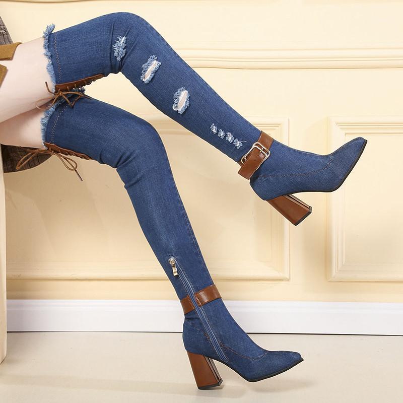 Winter Women Boots Gladiator Elastic Denim Band High Heels thigh high Platform Round Toe Zipper Ladies Shoes Zapatos De Mujer1, Light blue
Winter Women Boots Gladiator Elastic Denim Band High Heels thigh high Platform Round Toe Zipper Ladies Shoes Zapatos De Mujer1, Light blue