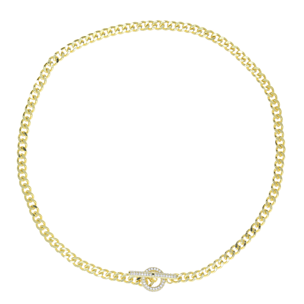 New style Toggle Clasp 5mm cuban chain Bracelets For Women Girls Cz Paved Punk Charm Geometric Circle Bar Chain Necklace jewelry Wholesale