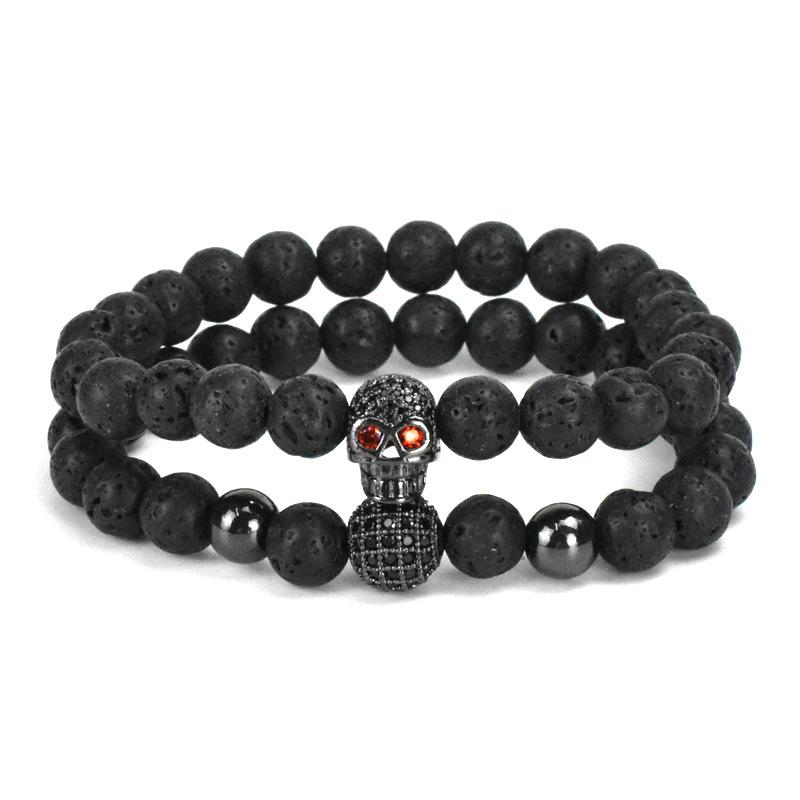 Charm Bracelets 2021 European And American Volcanic Rock 10mm Pick Ball Skull Beaded Set Bracelet
Charm Bracelets 2021 European And American Volcanic Rock 10mm Pick Ball Skull Beaded Set Bracelet
