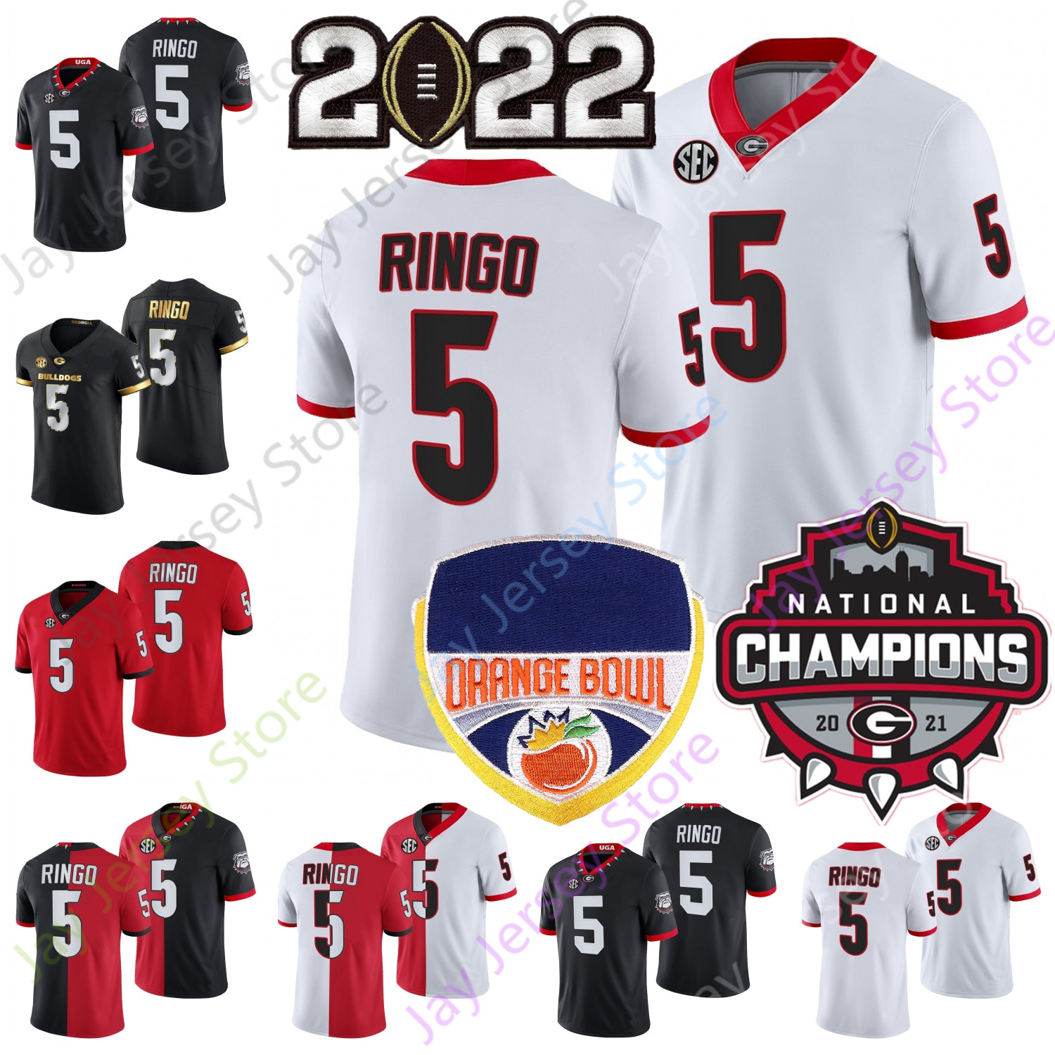 2022 New NCAA Georgia Bulldogs Football Jersey 5 Kelee Ringo College Orange Bowl Patch Split Red Black Golden White Size Youth Adult, As pic
2022 New NCAA Georgia Bulldogs Football Jersey 5 Kelee Ringo College Orange Bowl Patch Split Red Black Golden White Size Youth Adult, As pic