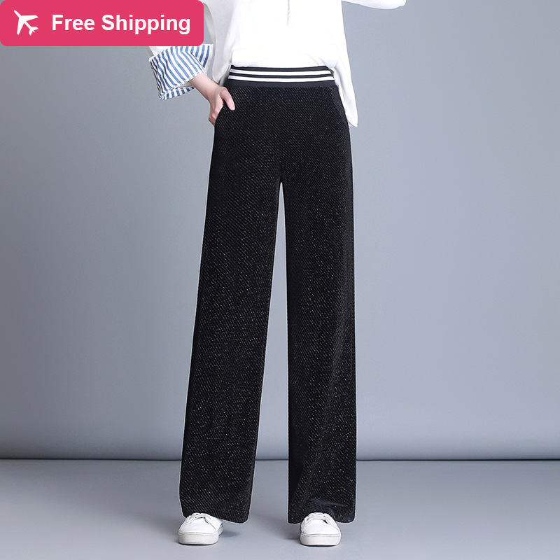 Streetwear summer 2020 velvet women' trousers high waist long leg straight capris for more size woman pants, Black
Streetwear summer 2020 velvet women' trousers high waist long leg straight capris for more size woman pants, Black