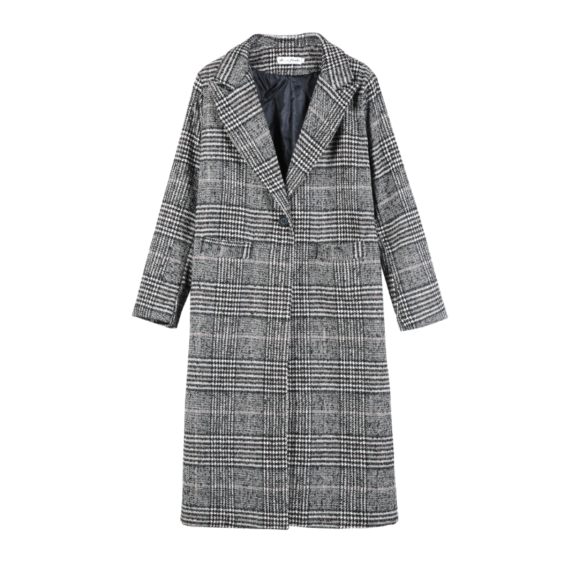 Spring Autumn Women's Plaid Coat New Fashion Long Slim Type Female Winter Wool Jackets Outwear 201216