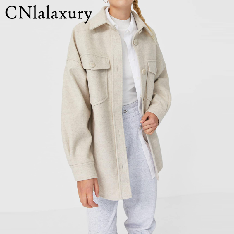 New Casual Woman Camel Loose Poet Woolen Shirt Jaet 2021 Fashion Ladies Autumn Long Sleeve Thi Blouse Coat Female Outwear, Khaki
New Casual Woman Camel Loose Poet Woolen Shirt Jaet 2021 Fashion Ladies Autumn Long Sleeve Thi Blouse Coat Female Outwear, Khaki