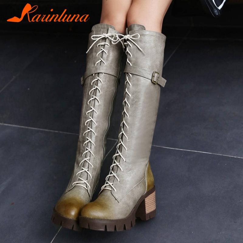 New Fashion High Quality Shoes Female On Sale Classics Round Toe Knee High Boots Buckles lace-up Platform Women Boots Multicolor, Black
New Fashion High Quality Shoes Female On Sale Classics Round Toe Knee High Boots Buckles lace-up Platform Women Boots Multicolor, Black