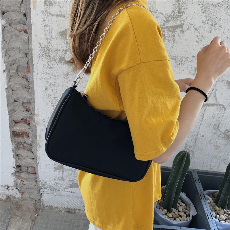 Vintage Nylon Women Baguette Shoulder Bags Fashion Design Cool Girls Hobos Underarm Bag Portable Chain Ladies Purse Handbags, Black
Vintage Nylon Women Baguette Shoulder Bags Fashion Design Cool Girls Hobos Underarm Bag Portable Chain Ladies Purse Handbags, Black