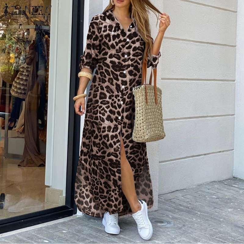 Casual Dresses Female Lapel Long Vestidos Womens Autumn Fashion Shirt Dress ZANZEA Party Holiday Longue Robe Vintage Leopard 5XL, Khaki
Casual Dresses Female Lapel Long Vestidos Womens Autumn Fashion Shirt Dress ZANZEA Party Holiday Longue Robe Vintage Leopard 5XL, Khaki
