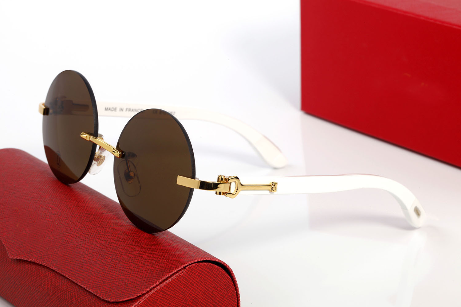 Brand Sunglasses Designer Sunglasses for Women Fashion Retro Round Buffalo Horn Sun glasses Frameless Female Gradient Sunglass Men Vintage Luxury Eyeglasses