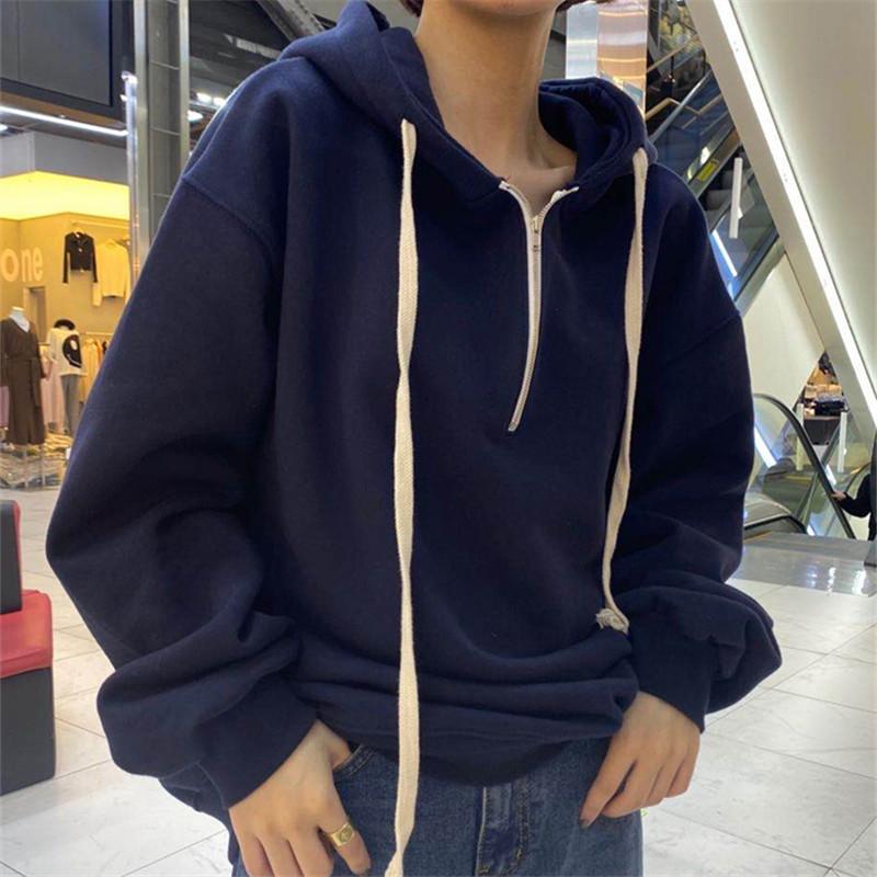 Solid Zipper Pullovers Women Hooded Long Sleeve Casual Loose Hoodies Autumn Winter Korean Sweatshirts Streetwear Warm 2020 X806, Gray
Solid Zipper Pullovers Women Hooded Long Sleeve Casual Loose Hoodies Autumn Winter Korean Sweatshirts Streetwear Warm 2020 X806, Gray