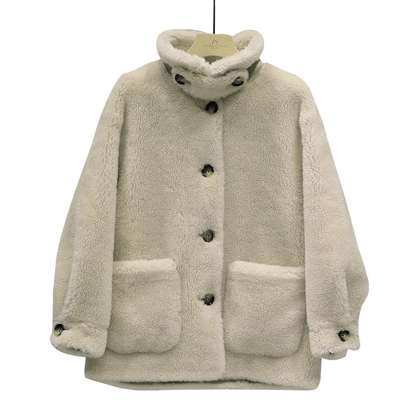 Autumn Winter New Particles Lamb Fur Coat Women Korean Fashion Warm Soft Faux Short Sheep Shearing Outerwear Female Jacket H859, Beige
Autumn Winter New Particles Lamb Fur Coat Women Korean Fashion Warm Soft Faux Short Sheep Shearing Outerwear Female Jacket H859, Beige