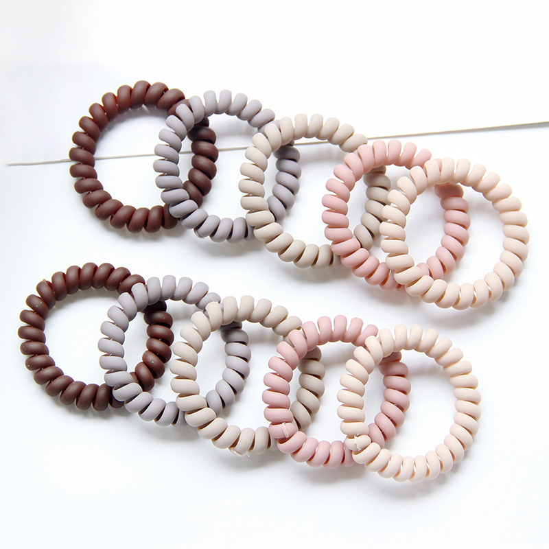 Hair Products Autumn Winter Milk Tea Color Elastic Telephone Ring Simple Retro Female Hairs Tie Rubber Band Ponytail WH0227
