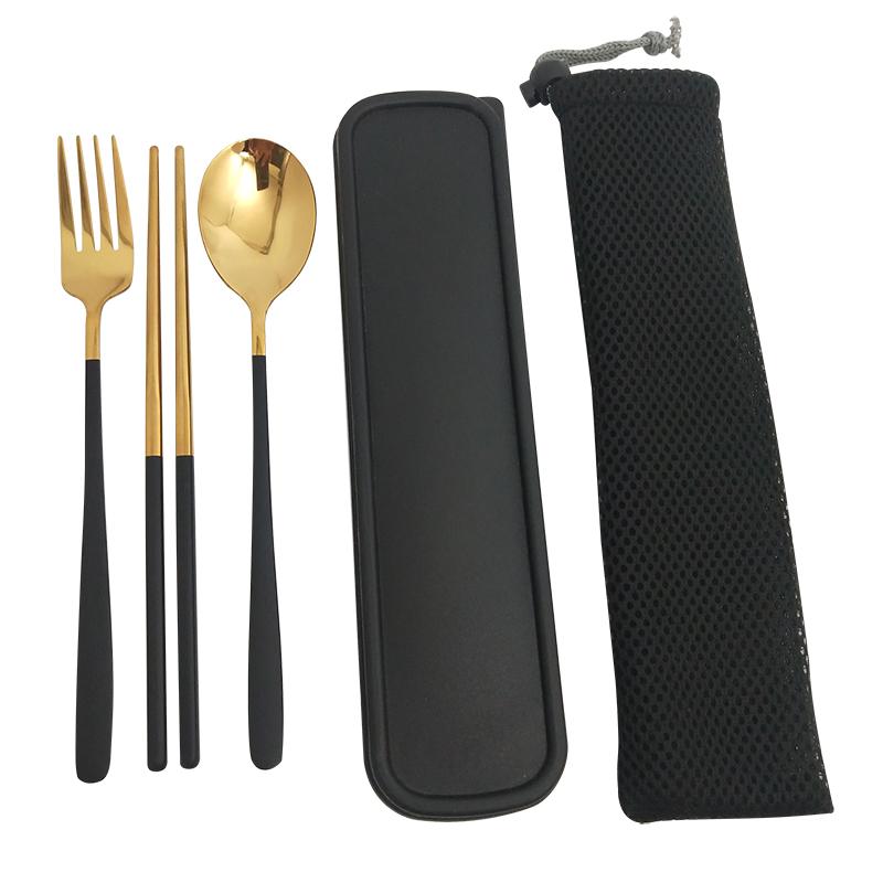 Camping Dinnerware 18/8 Stainless Steel Cutlery 4pcs Set Golden Spoon Black Fork Tableware Korea Style
Camping Dinnerware 18/8 Stainless Steel Cutlery 4pcs Set Golden Spoon Black Fork Tableware Korea Style