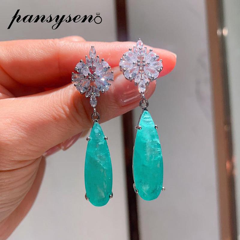 PANSYSEN 925 Sterling Silver 10*30MM Paraiba Tourmaline Emerald Diamond Gemstone Dangle Drop Earrings Fine Jewelry Drop Shipping
PANSYSEN 925 Sterling Silver 10*30MM Paraiba Tourmaline Emerald Diamond Gemstone Dangle Drop Earrings Fine Jewelry Drop Shipping