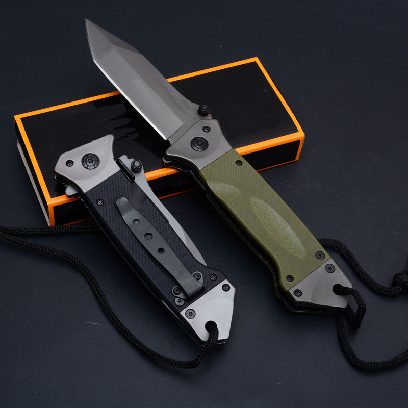 Jefrey Collins Quality High DA35 Assisted Fast Open Tactical Flipper Folding knife 8Cr14Mov Gray Titanium Coated Blade G10 + Steel Handle EDC Knives +