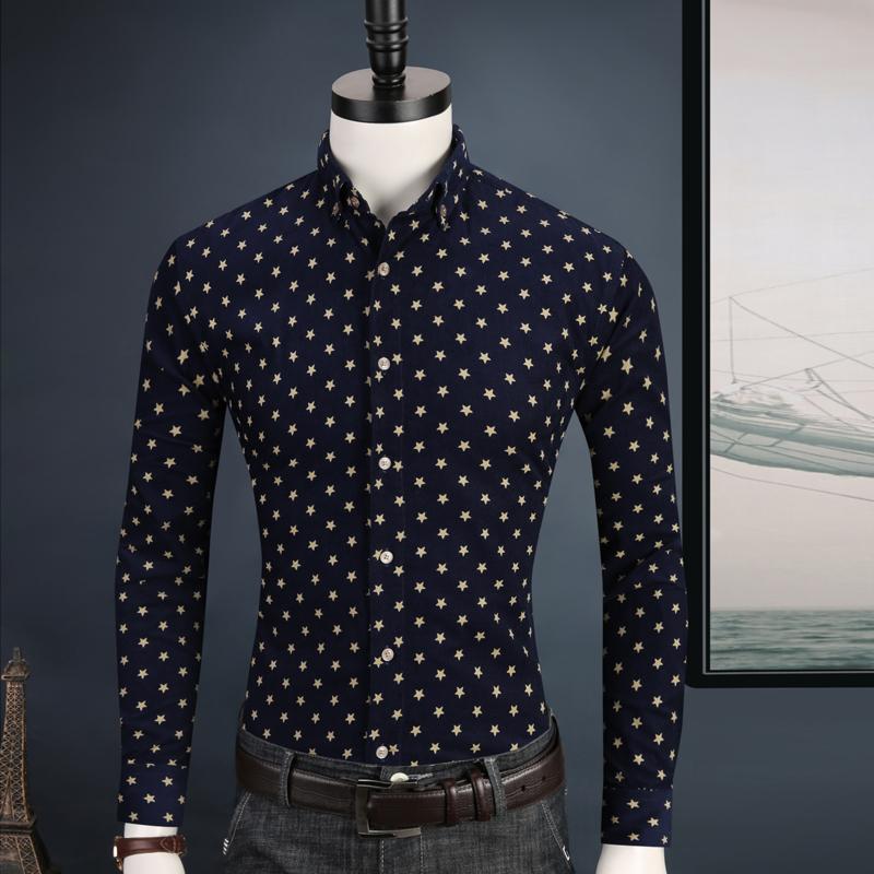 Men Five-pointed star Printing Long Dress Shirts Casual Silm fit Flannel Camisa Masculina 2020, Czyj20190823c
Men Five-pointed star Printing Long Dress Shirts Casual Silm fit Flannel Camisa Masculina 2020, Czyj20190823c